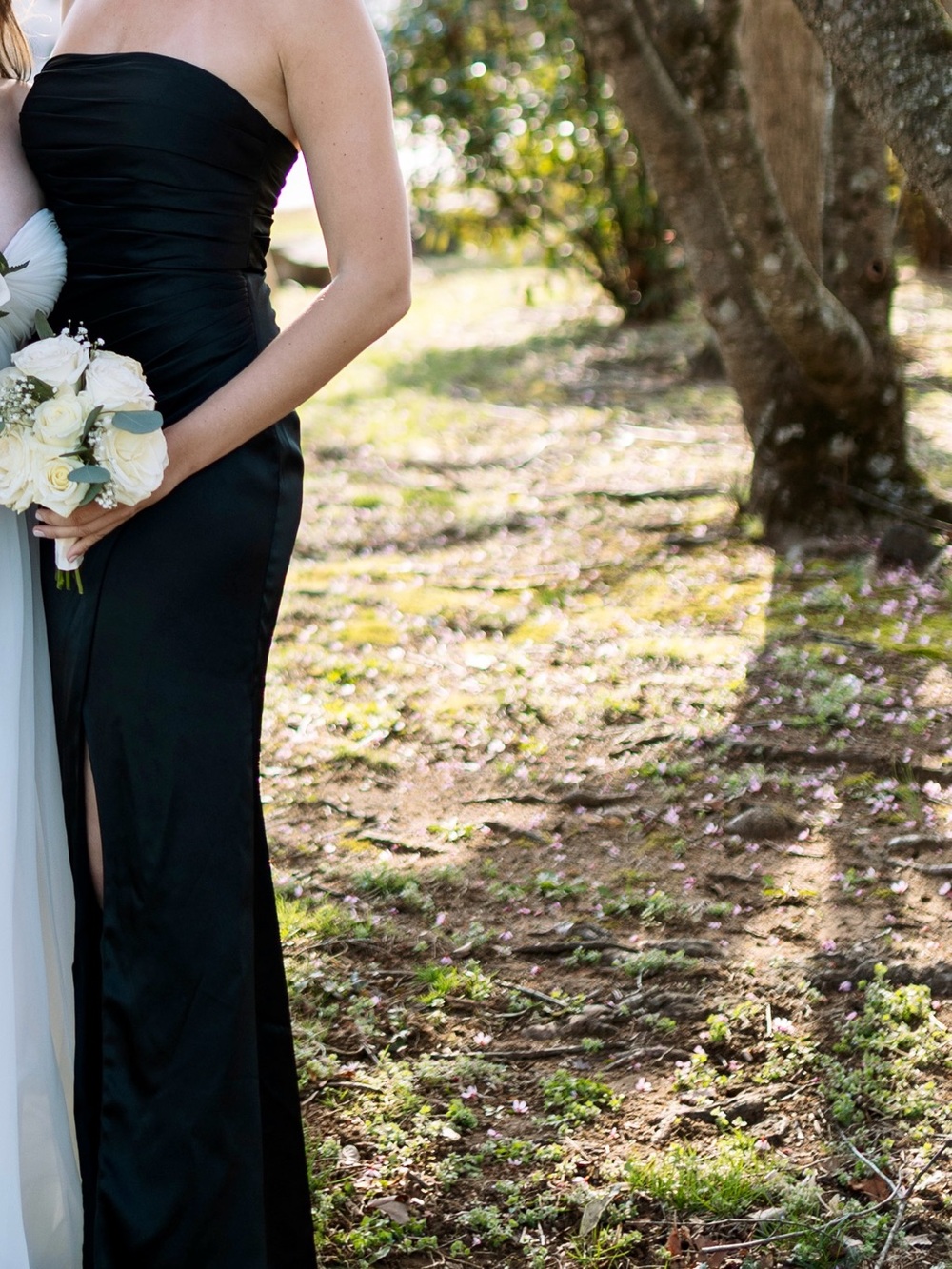 Strapless Charmeuse Dress with Ruching